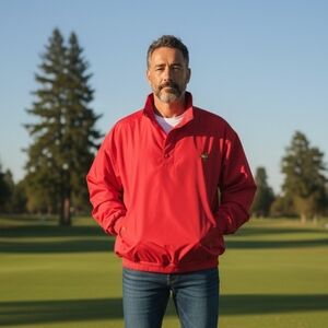 Masters Collection Red Lightweight Pullover Quarter Snap Jacket – XL